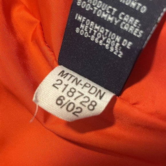 TOMMY HILFIGER Orange Quilted Puffer Parka Jacket Youth Extra Large XL Vintage - Picture 7 of 16
